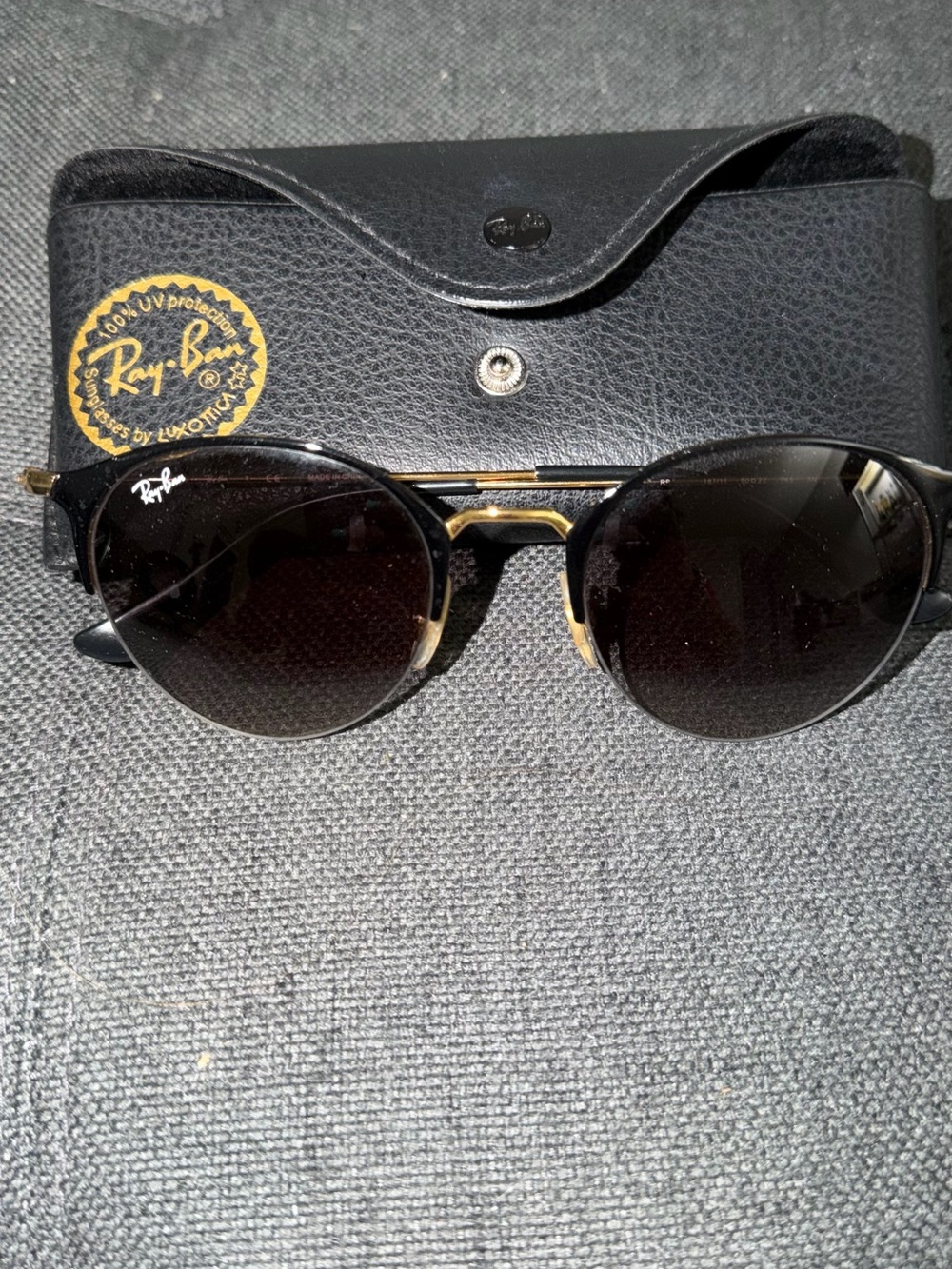 Ray-Ban Black Sunglasses with Gold Bridge and Trim